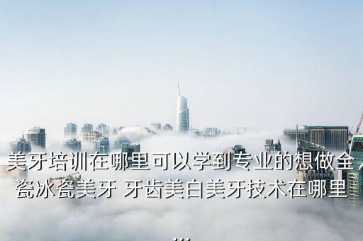 美牙培训在哪里可以学到专业的想做全瓷冰瓷美牙 牙齿美白美牙技术在哪里...